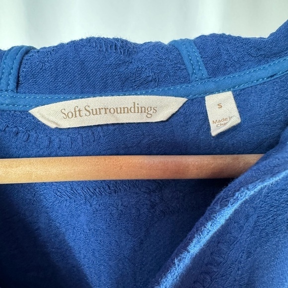 Soft Surroundings Forsythia‎ Paisley Jacquard Hooded Top in Blue Size Small - Picture 4 of 9